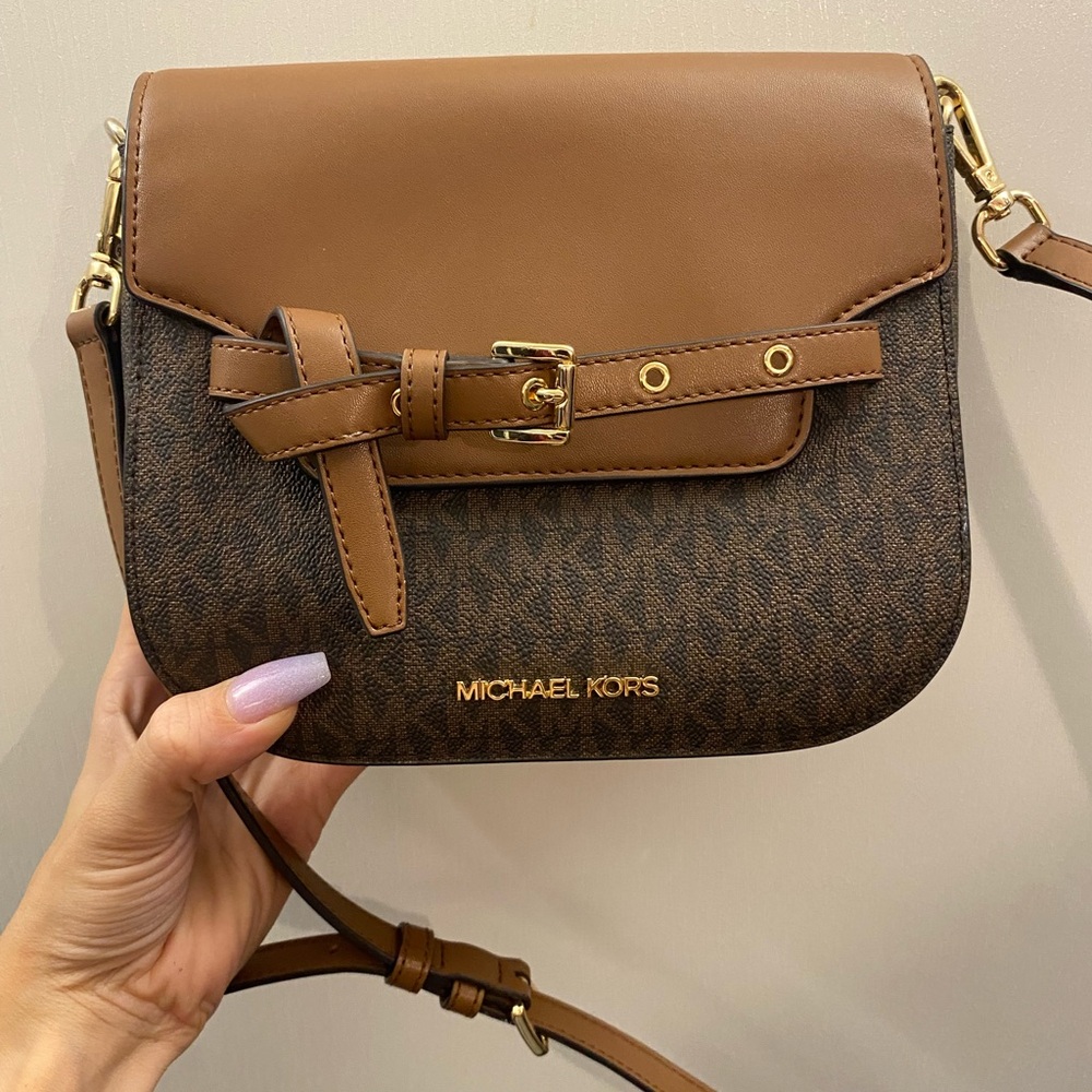 Michael Kors Elegant Brown and Tan Crossbody Bag